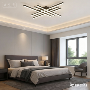 Lustra LED 9795/6BK negru mat, telecomanda, design geometric, 224W