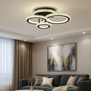 Lustra LED 19375/4BK rotunda neagra cu cristale 134W