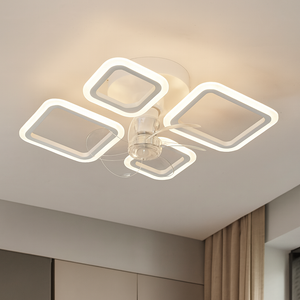 Lustra LED alba cu ventilator 26251/2+2 72W cu telecomanda