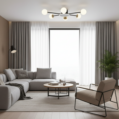 lustra LED moderna neagra 3 tipuri de lumina 73058/6 cu telecomanda