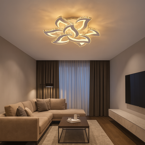 Lustra LED florala 216W 7609-6+3 cu RGB si telecomanda