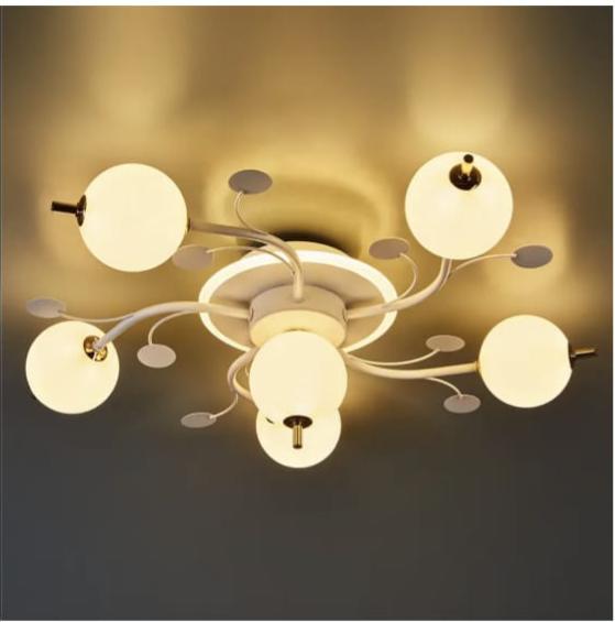 Lustra LED 77130/5+1 moderna cu 3 lumini, montata in zona de dining, iluminare LED uniforma pentru decoruri minimaliste