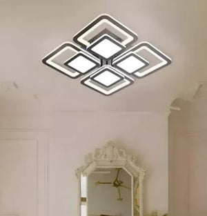 Lustra LED patrata neagra 8022/4BK 104W cu telecomanda