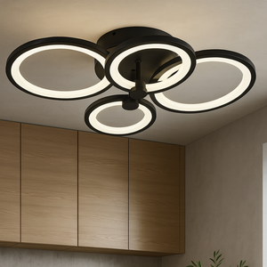 Lustra LED Rotunda Negru 108W cu Telecomanda 8067/2+2BK