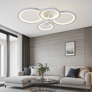 Lustra LED 4 cercuri alba 8067/2+2WH 108W cu telecomanda
