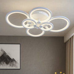 Lustra LED 8067/4+2WH alb 188W cu 6 inele si lumina reglabila, ideal a pentru livinguri moderne si luminoase