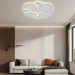 Lustra LED 26075/4+4WH+BK 136W cu lumina reglabila 3000–6500K, ideala pentru living modern, oferind iluminare uniforma si control prin telecomanda.