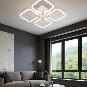Lustra LED Patrata 26077 78W Auriu Alb cu Telecomanda