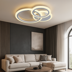 Lustra LED alba cu trei cercuri 98W cu telecomanda 8888/3WH