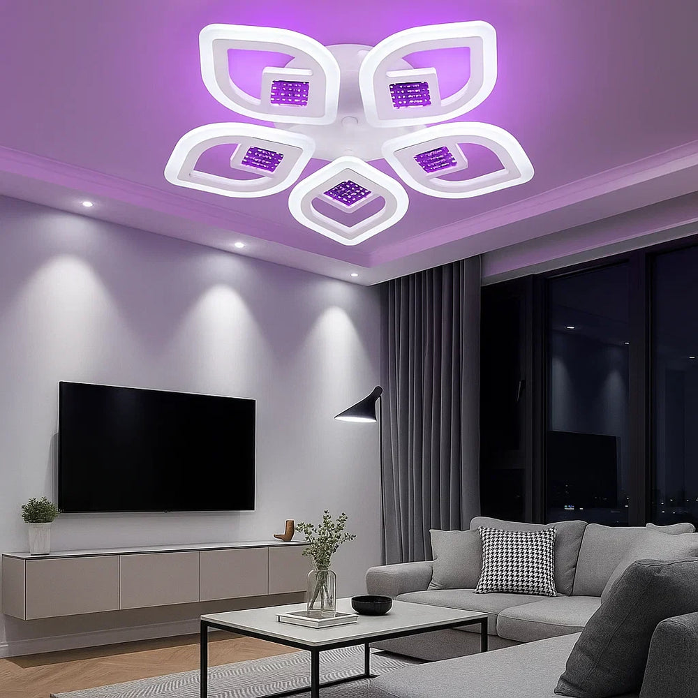 Lustra LED rotunda 8737/5 100W cu lumina reglabila si telecomanda, ideal a pentru livinguri moderne care necesita lumina puternica