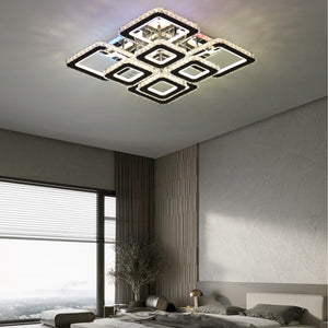 Lustra LED 2886-4+4 patrata cu cristale RGB 256W