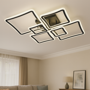 Lustra LED patrata 6041-4+2 neagra 168W cu telecomanda
