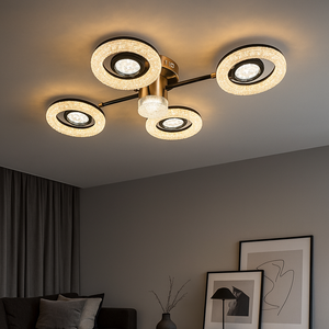 Lustra LED Rotunda 26053 114W Negru Auriu cu Telecomanda
