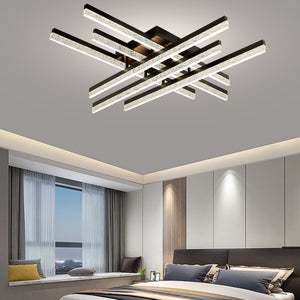 Lustra LED moderna neagra 144W cu telecomanda F2818-3+3BK