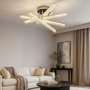 Lustra LED cu Cinci Brate cu Cristale JB001-5 110W Alb cu Telecomanda