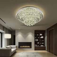 Lustra LED dublu rotund Ø500 cu telecomanda, lumina ajustabila 3500K–6500K, iluminat modern pentru living spatios