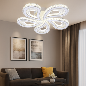 Lustra LED cu Cinci Petale 7513 150W Alb cu Telecomanda