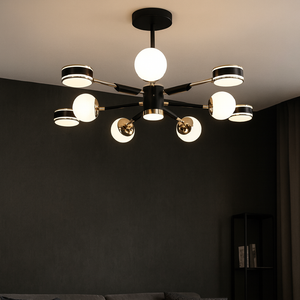 Lustra LED Rotunda Negru-Auriu 77108/5+5+1 130W cu Telecomanda