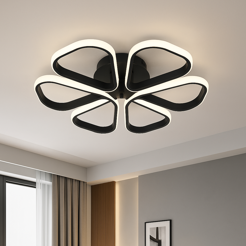 Lustra LED rotunda 77250/1 MB cu lumina reglabila si telecomanda, montata intr-un birou modern pentru iluminare precisa.
