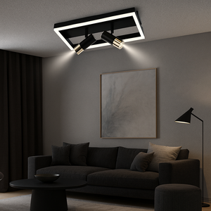 Lustra LED patrata 9347/3 negru auriu 62W cu telecomanda