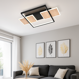 Lustra LED 9425/3 moderna 108W negru lemn cu telecomanda