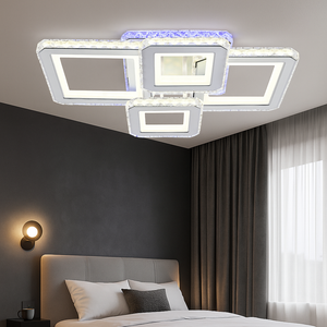 Lustra LED Patrata 7965 170W RGB cu Cristale si Telecomanda