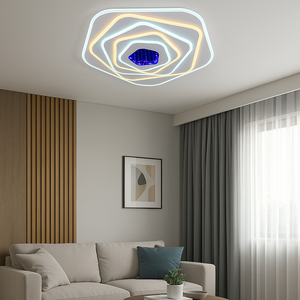 Lustra LED moderna pentagonala cu telecomanda 19216