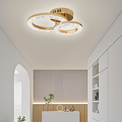 Lustra LED compacta 80W cu lumina reglabila 3300K-6500K si telecomanda, ideala pentru hol modern cu iluminare clara si uniforma