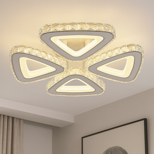 Lustra LED Moderna cu Decor Cristal 7229 104W Alb cu Telecomanda