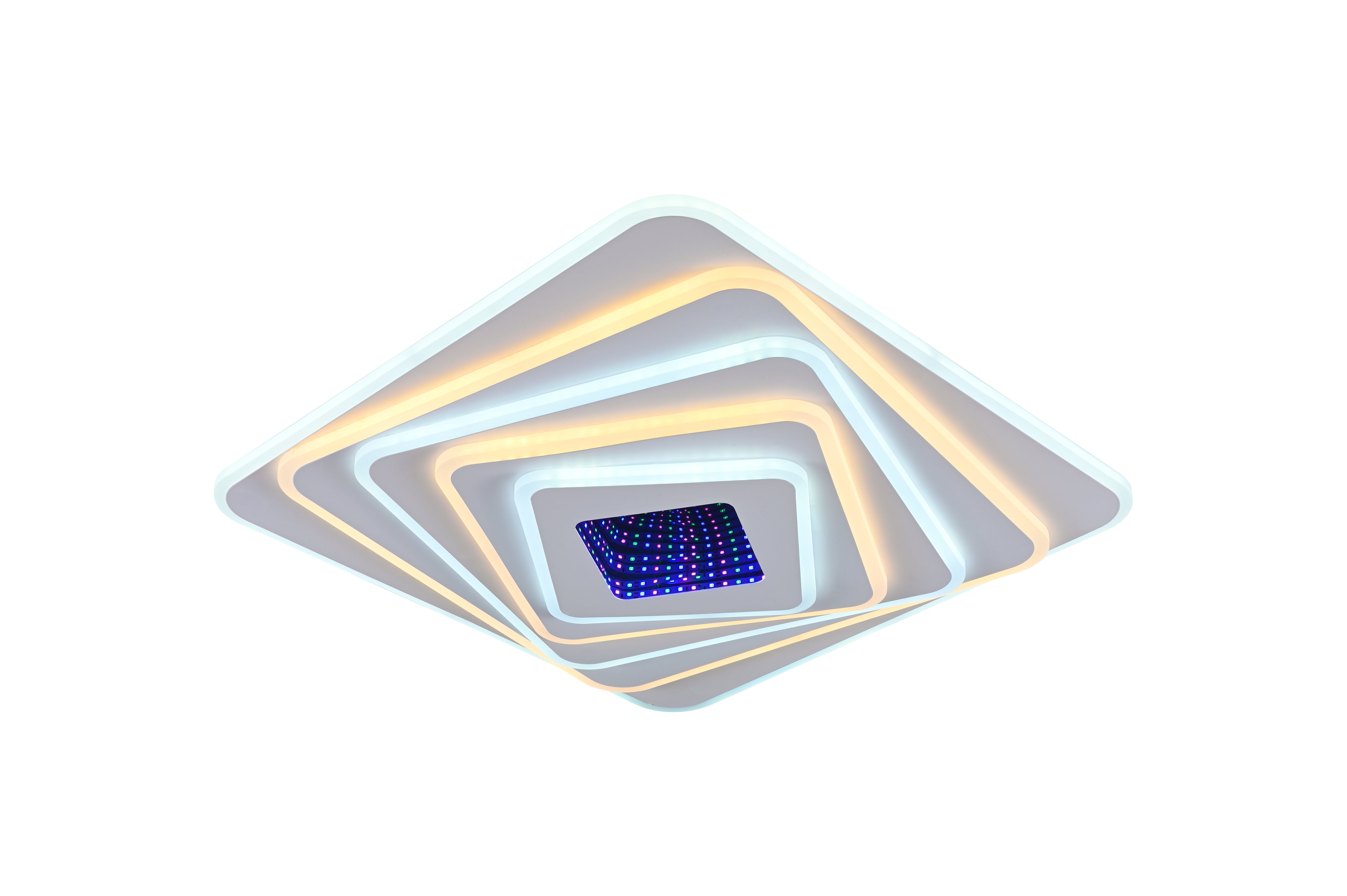 Lustra LED 19129/500D patrata cu telecomanda, lumina LED reglabila 3000–6500K intr-un birou contemporan.