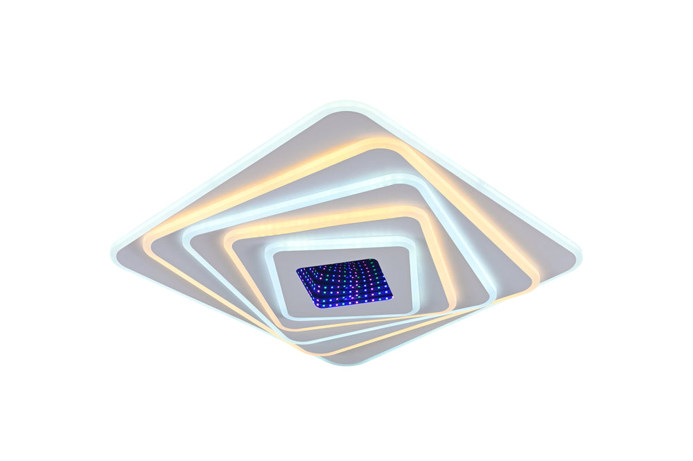 Lustra LED 19129/500D patrata cu telecomanda, lumina LED reglabila 3000–6500K intr-un birou contemporan.