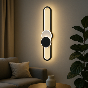 Aplica LED geometrica alba negru aluminiu 90W ovala 800mm 3 culori